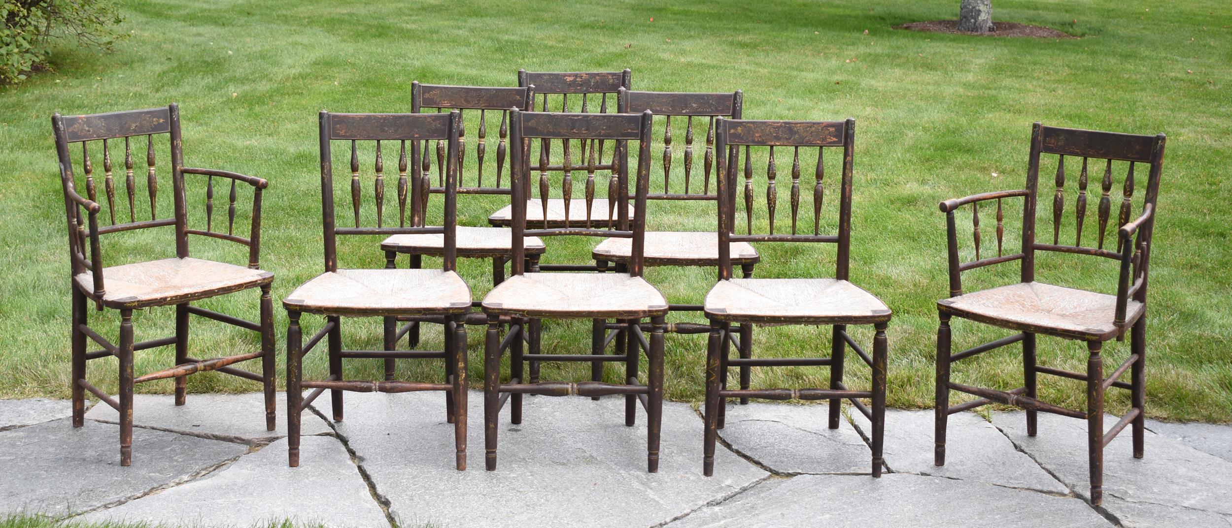 Appraisal: SET OF EIGHT TH C AMERICAN SHERATON DINING CHAIRS A