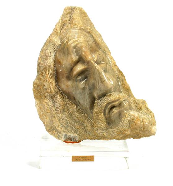 Appraisal: Soapstone Carving of an Old Man s Face Entitled Eternal