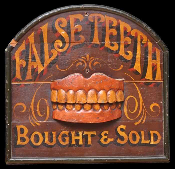 Appraisal: AMERICAN CARVED AND PAINTED WOOD TRADE SIGN FALSE TEETH BOUGHT