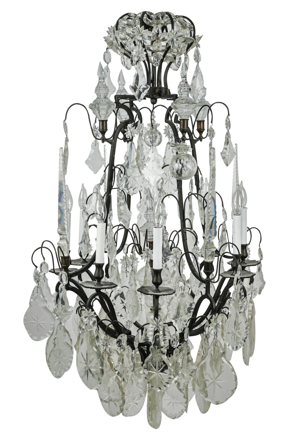 Appraisal: IRON GLASS CHANDELIERwith eight lights inches wide inches high Condition