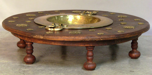 Appraisal: Dutch coffee table with brass basin h w