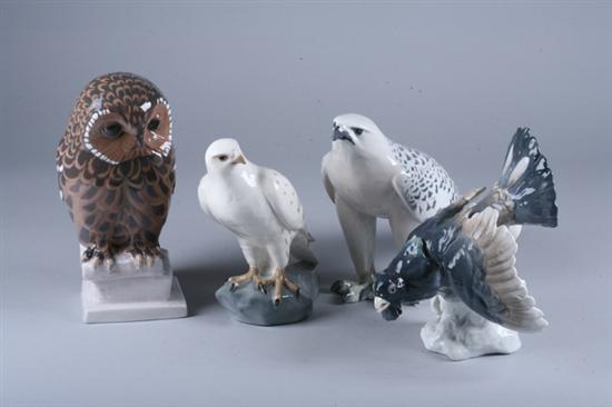 Appraisal: TWO DANISH PORCELAIN BIRDS Including a Royal Copemhagen falcon and