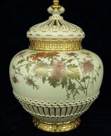 Appraisal: A Royal Worcester rose jar and covers of ovoid form