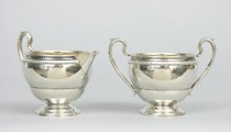 Appraisal: Watrous Sterling Silver Cream Sugar Both with gold washed interiors