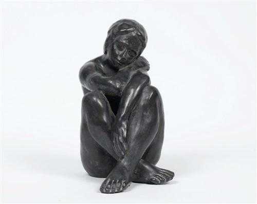 Appraisal: BOURGER HELMUT - Seated woman Bronze with black patina Numbered