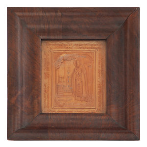 Appraisal: A Carved Wooden Panel depicting a Russian Orthodox Saint x