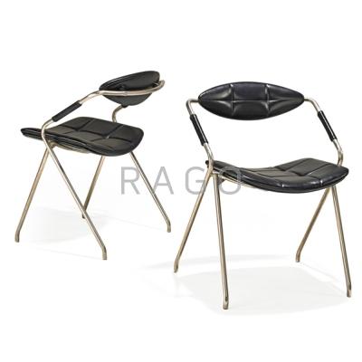 Appraisal: GILBERT STEINER STEINER Pair of Rugby side chairs France s