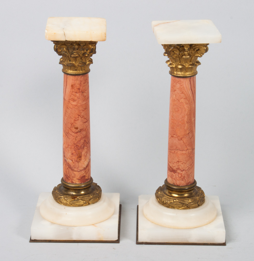 Appraisal: Pair of Continental gilt-metal and onyx columns late th early