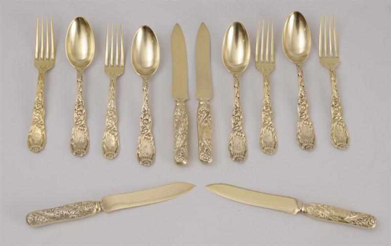 Appraisal: TIFFANY CO MONOGRAMMED SILVER-GILT THIRTY-SIX PIECE DESSERT SERVICE IN THE