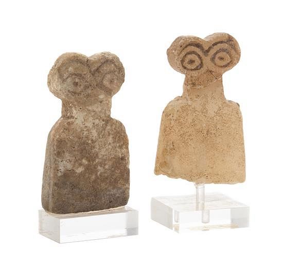 Appraisal: Two Syrian Stone Eye Idols Height of taller inches Two