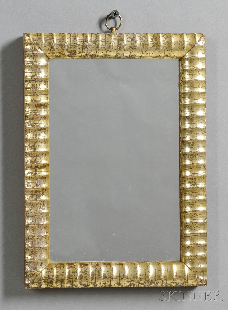 Appraisal: Small Gilt Ripple-molded Mirror Frame America th century x in