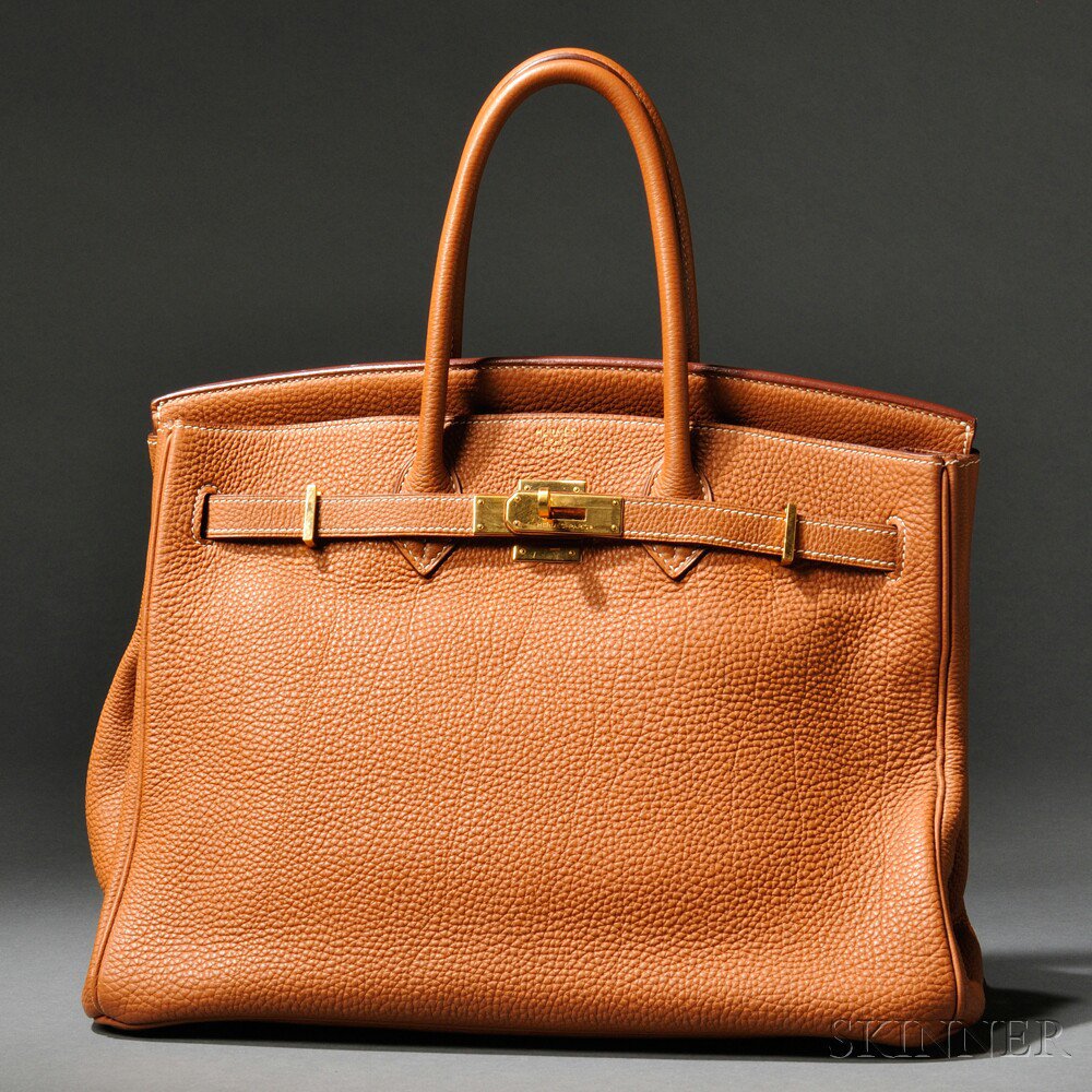 Appraisal: Tan Togo Leather Birkin Handbag Hermes with gold-tone hardware dustcover