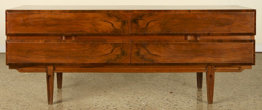 Appraisal: MID CENTURY MODERN DRAWER WALNUT DRESSER A mid century modern