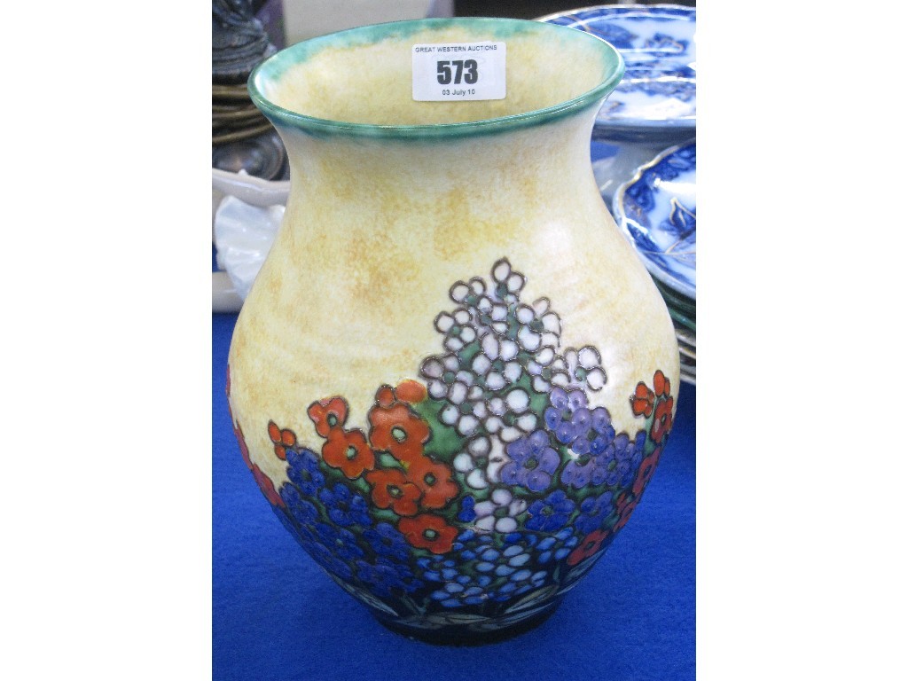 Appraisal: Crown Devon vase with tubelined floral decoration