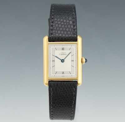 Appraisal: A Must de Cartier Tank Watch Vermeil rectangular case two