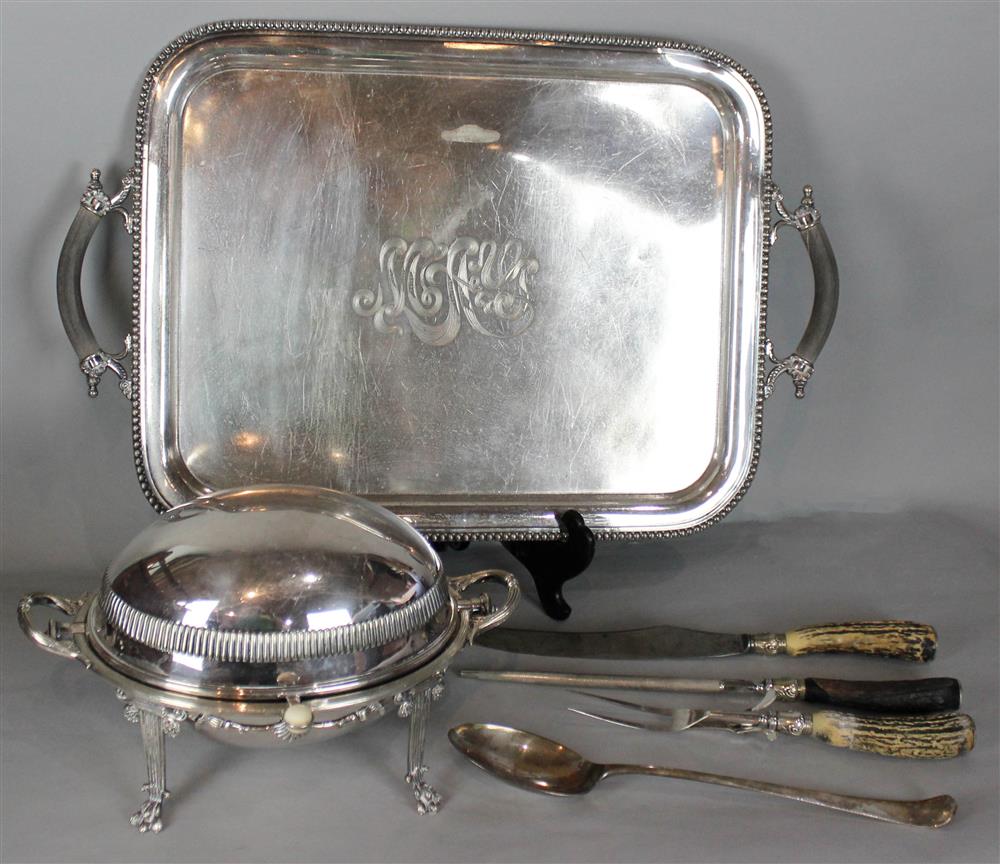 Appraisal: GROUP OF PLATED SERVING PIECES including an oval serving dish