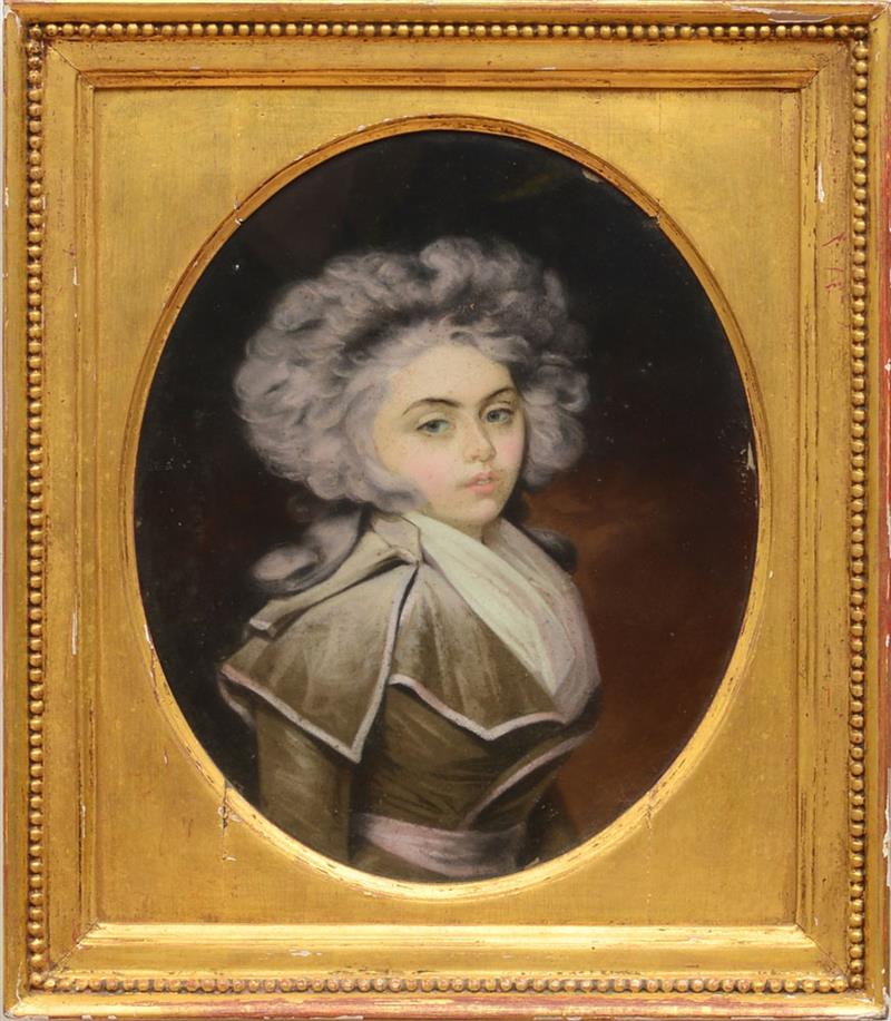 Appraisal: ENGLISH SCHOOL PORTRAIT OF A YOUNG LADY IN A GREEN