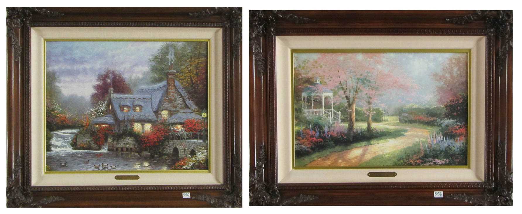 Appraisal: THOMAS KINKADE TWO EMBELLISHED OFFSET LITHOGRAPHS ON CANVAS United States