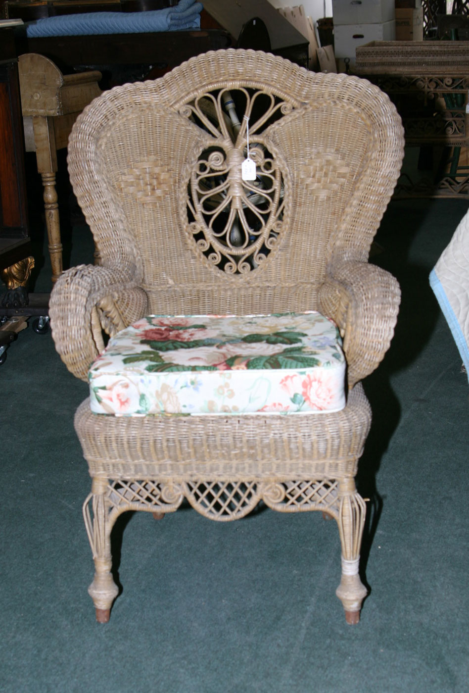 Appraisal: HEYWOOD BROTHERS LABELED FANCY WICKER ARMCHAIR