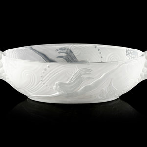 Appraisal: An Art Deco Style Frosted Glass Center Bowl Height x