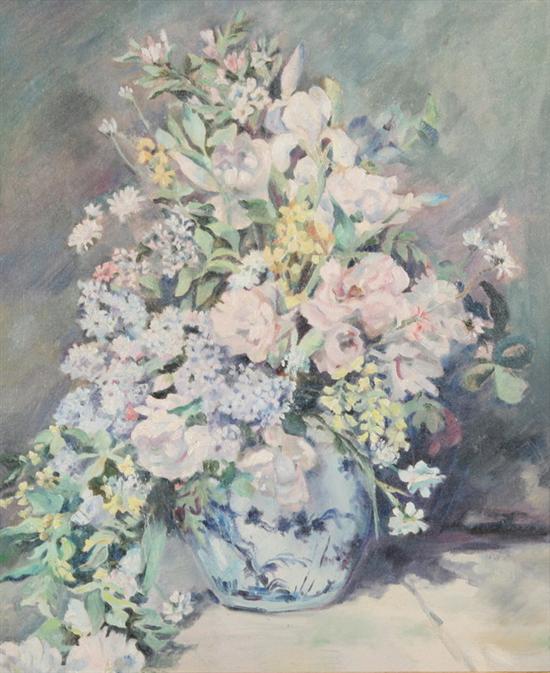 Appraisal: AMERICAN SCHOOL th century SPRING BOUQUET oil on canvas laid