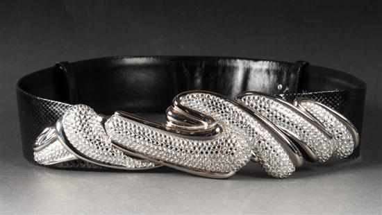 Appraisal: Judith Leiber black embossed leather ladies belt decorated with a