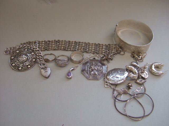 Appraisal: Mostly silver jewellery comprising a bangle a gate link bracelet