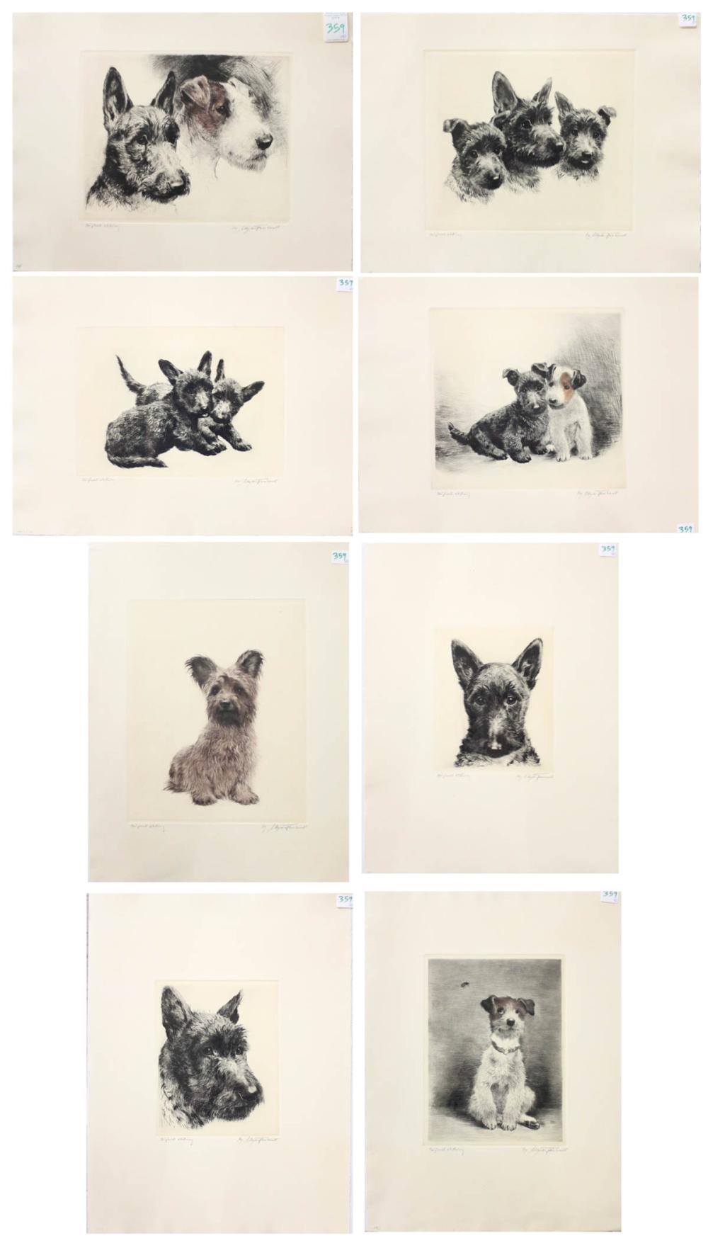 Appraisal: KURT MEYER-EBERHARDT Germany - eight etchings dog portraits Terriers Each