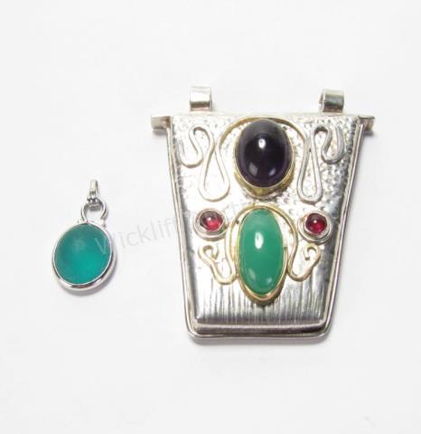 Appraisal: Two stone pendants including sterling pendant with approximately mm x