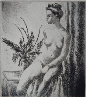 Appraisal: Charles Okerbloom etching Charles Okerbloom American - - ''Nude Black