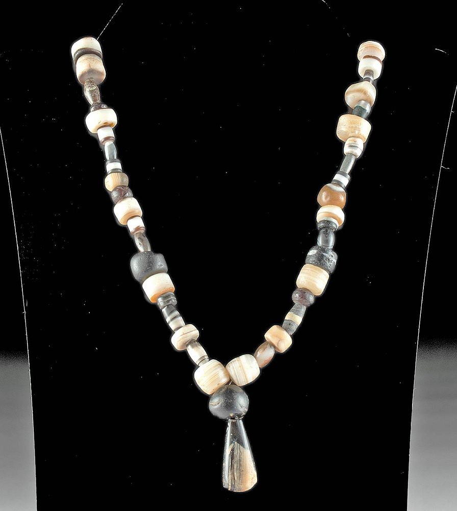 Appraisal: Ancient Sumerian Chalcedony Bead Necklace Ancient Near East Mesopotamia Sumer