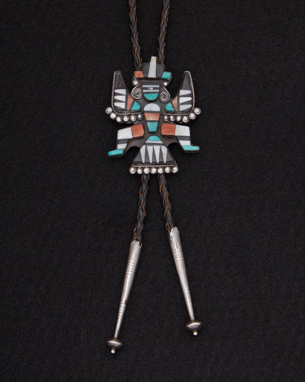 Appraisal: A Zuni inlaid Knifewing bolo tie Mid- th Century Appears