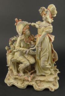 Appraisal: Vintage KPM Porcelain Figural Group The Engagement Signed Good Condition