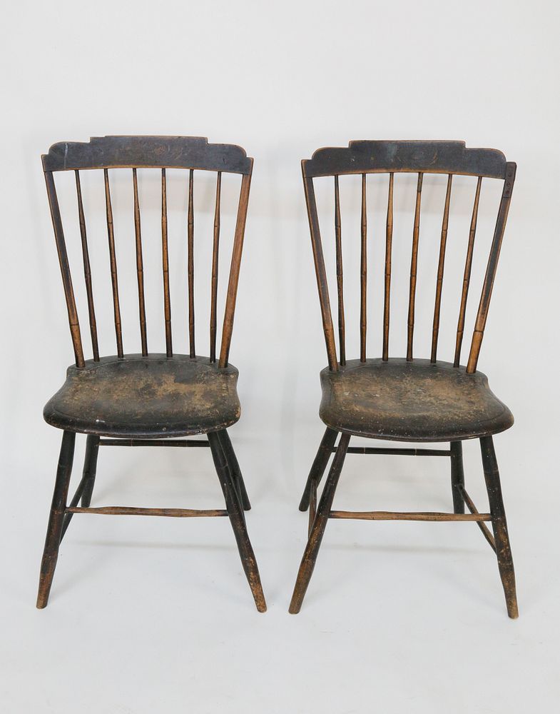 Appraisal: Pair of American Step-down Windsor Side Chairs circa Pair of