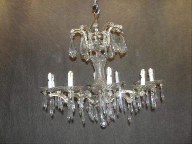 Appraisal: Arm Fountain Form Crystal Chandelier From an East th Street