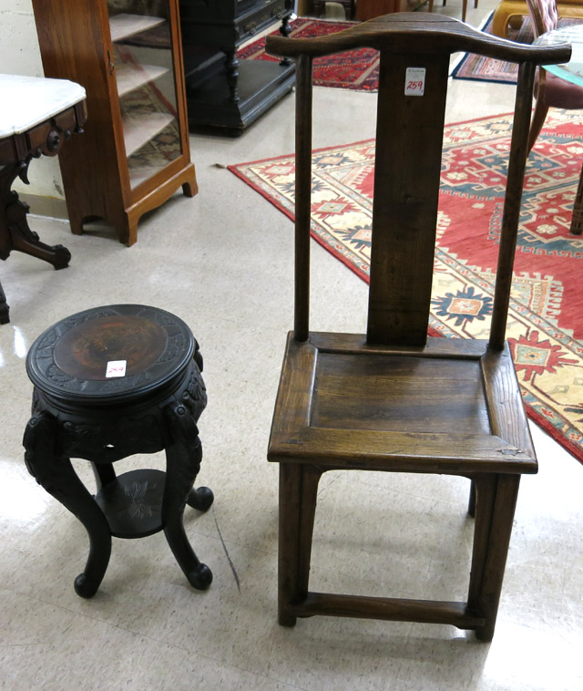 Appraisal: TWO SMALL ARTICLES OF ASIAN FURNITURE Chinese Ming-style side chair