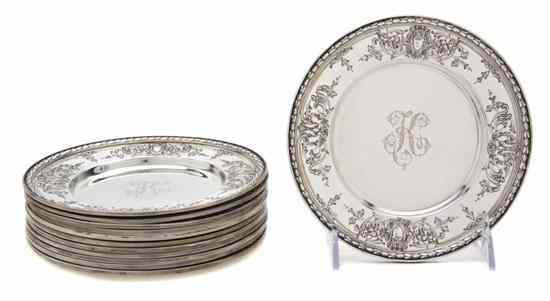 Appraisal: A Set of Twelve American Sterling Silver Bread Plates International