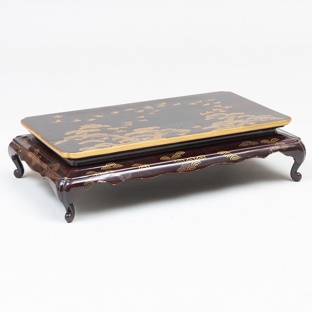 Appraisal: Japanese Black Lacquer and Parcel-Gilt Low Table x x in