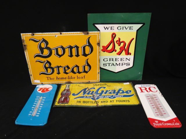 Appraisal: Advertising Tin Signs -R C Cola Thermometers NuGrape sign lt