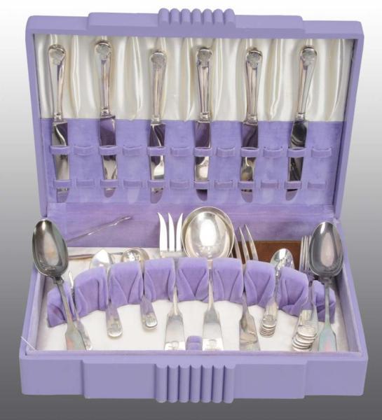 Appraisal: Sterling Silver -Piece Flatware Set Description All pieces with wheat