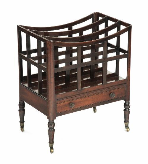 Appraisal: A Regency mahogany Canterbury the divisioned top with lattice sides