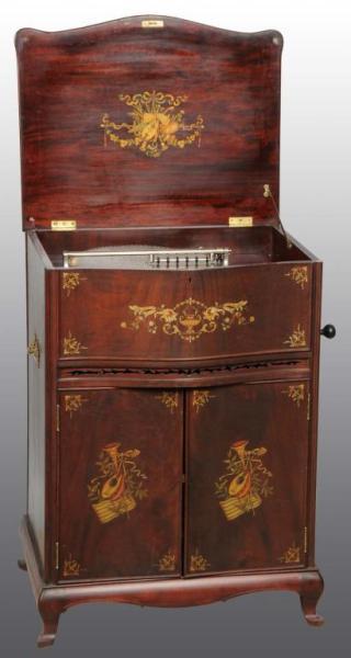 Appraisal: Mira Decal Floor Model Music Box Description Console elaborate cabinet