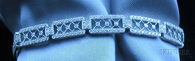 Appraisal: Platinum and Diamond Voile Bar Bracelet Tiffany Co the lacy