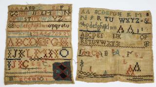 Appraisal: early th c schoolgirl samplers one unfinished some damage each