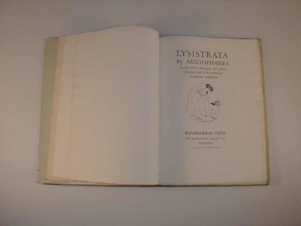 Appraisal: Lindsay Jack and Norman - Lysistrata by Aristophanes Fanfrolico Press