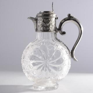 Appraisal: English silver plated cut glass claret jug English silver plated