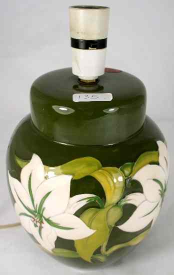 Appraisal: Moorcroft Lamp Base Bermuda Lily on Green height cm