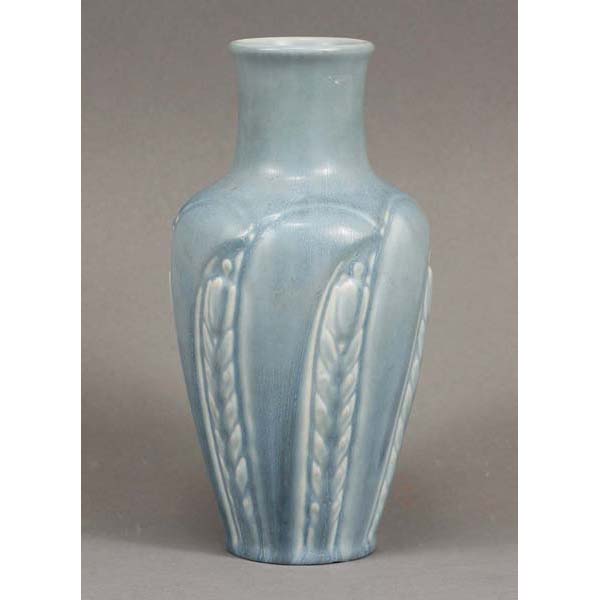 Appraisal: Rookwood Blue Vase Molded Wheat Design One of a pair