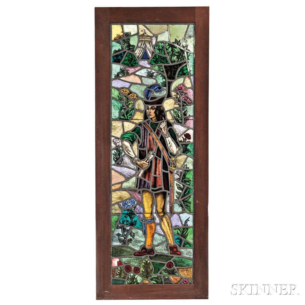 Appraisal: Single Stained Glass Panel with Male Figure attributed to Doig-Bernadini