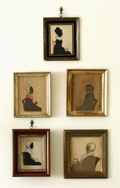 Appraisal: American School th century group of five silhouettes